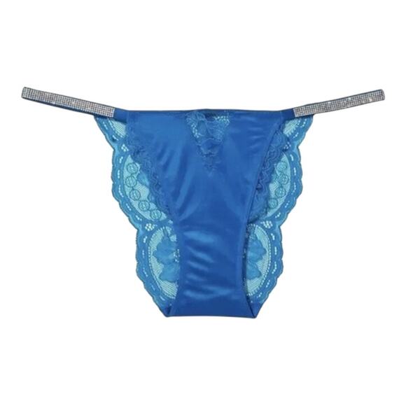 Victoria's Secret Very Sexy Bombshell Shine Cheeky Panty blue lace crystals XL - Picture 3 of 11